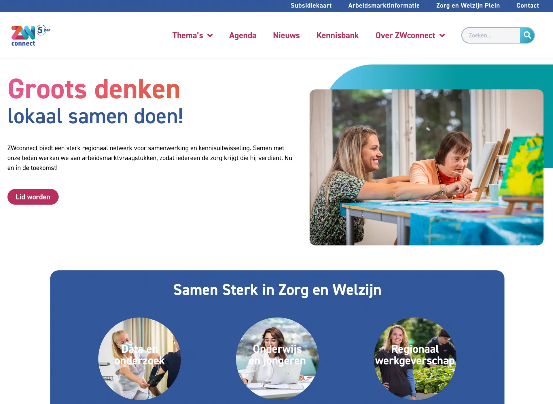 Screenshot van ZW-Connect.nl
