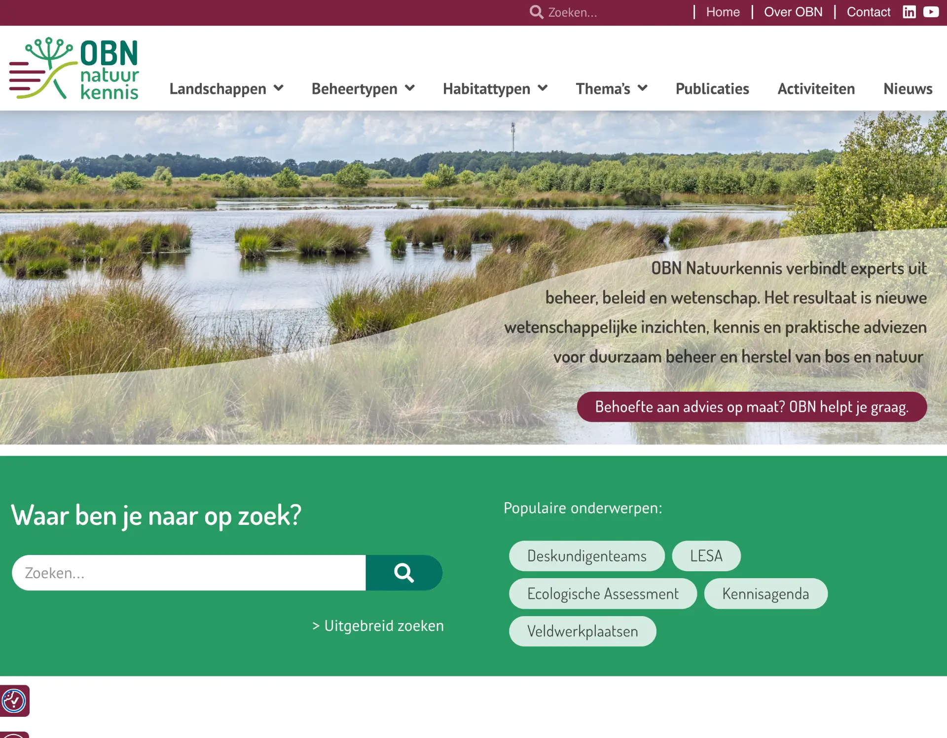 Screenshot van Natuurkennis.nl